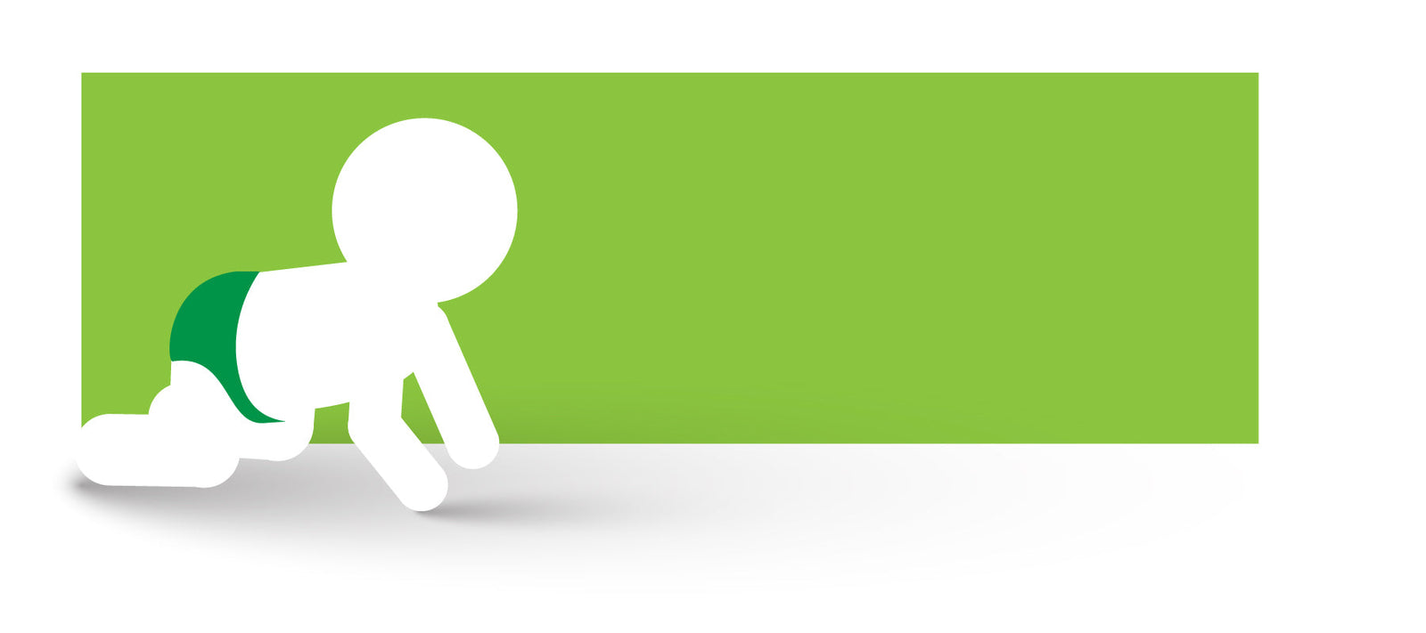 A baby crawls onto the screen, a white figure, silhouetted against a green background.