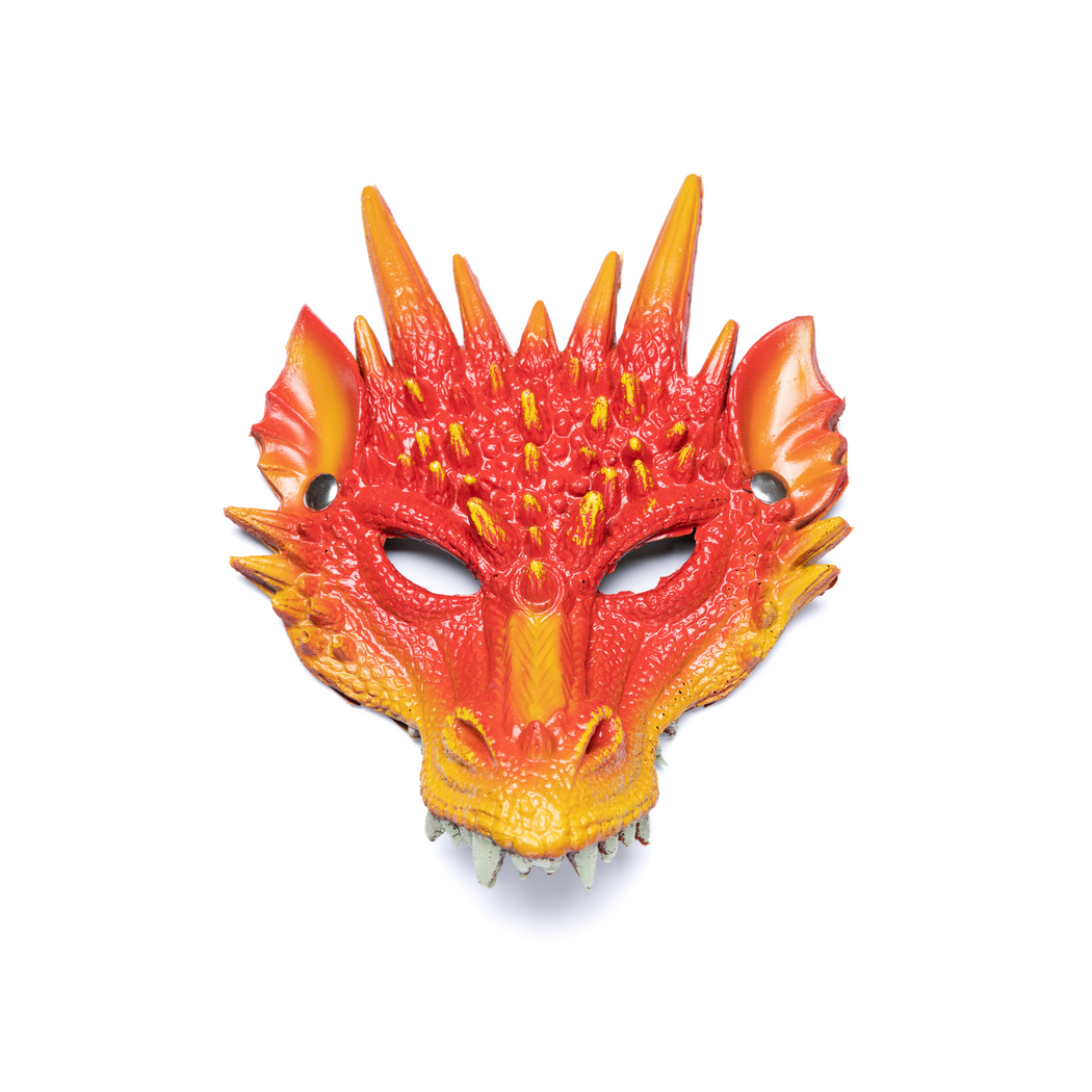 front view, red dragon mask