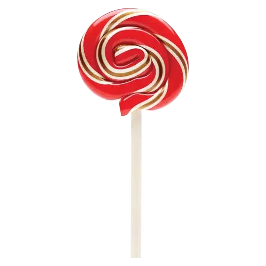 Front view of a Hammond&#39;s Candies Cherry Cola lollipop.