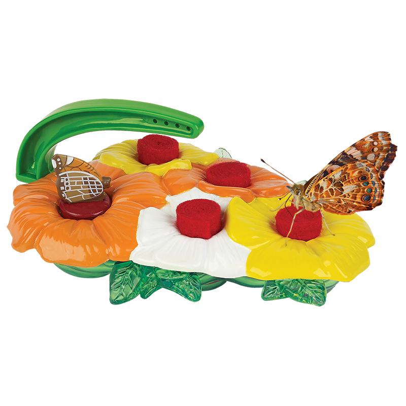 Front view of butterfly feeder in package