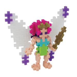 Plus Plus fairy with pink hair and white wings