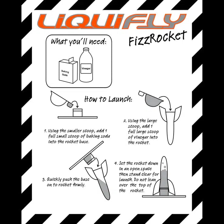 Front view of the instructions for the fizz rocket.