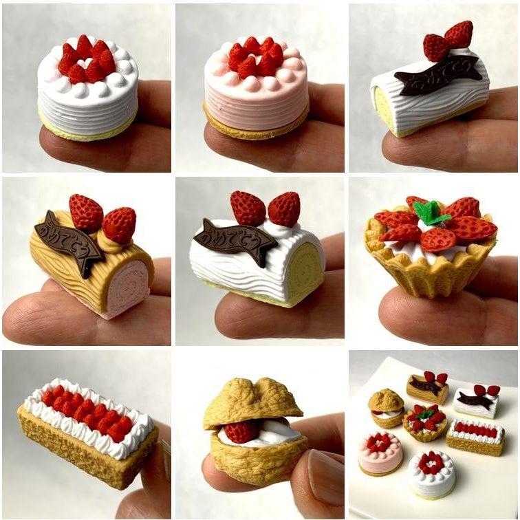 Front view of a all the varieties of desserts from the Puzzle Eraser-Dessert. 