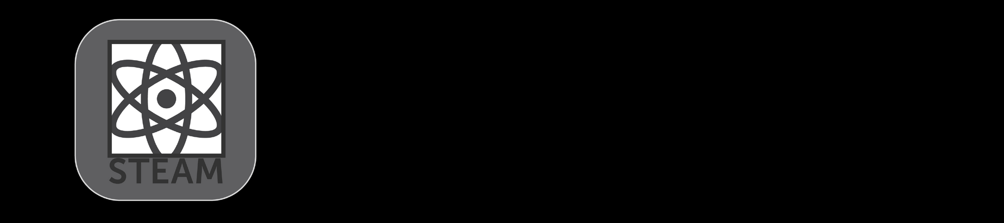 This gray icon, features the symbol for energy, with the word STEAM centered beneath