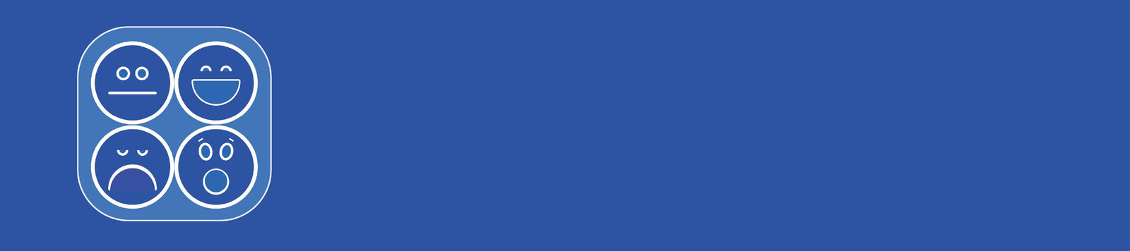 Two round faces, stacked on two round faces, each with a different emotion: indifference, happy, sad, surprised.