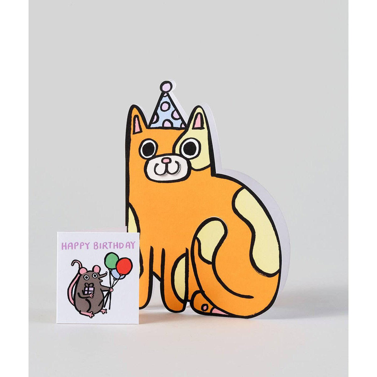 &#39;Cat with Mini Card&#39; Kid&#39;s Greetings Card-Stationery-Wrap-Yellow Springs Toy Company