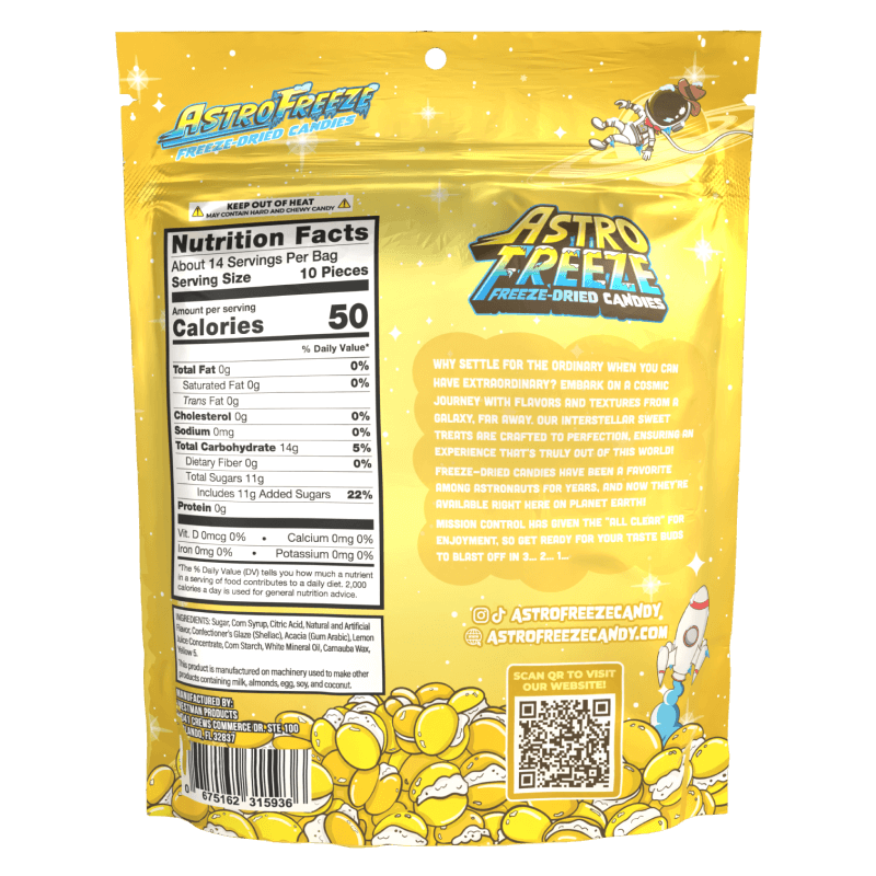 Astro Freeze, Lunar Lemons Freeze Dried Candy 5.29oz, 12ct-Grandpa Joe&#39;s Candy Shop-Yellow Springs Toy Company