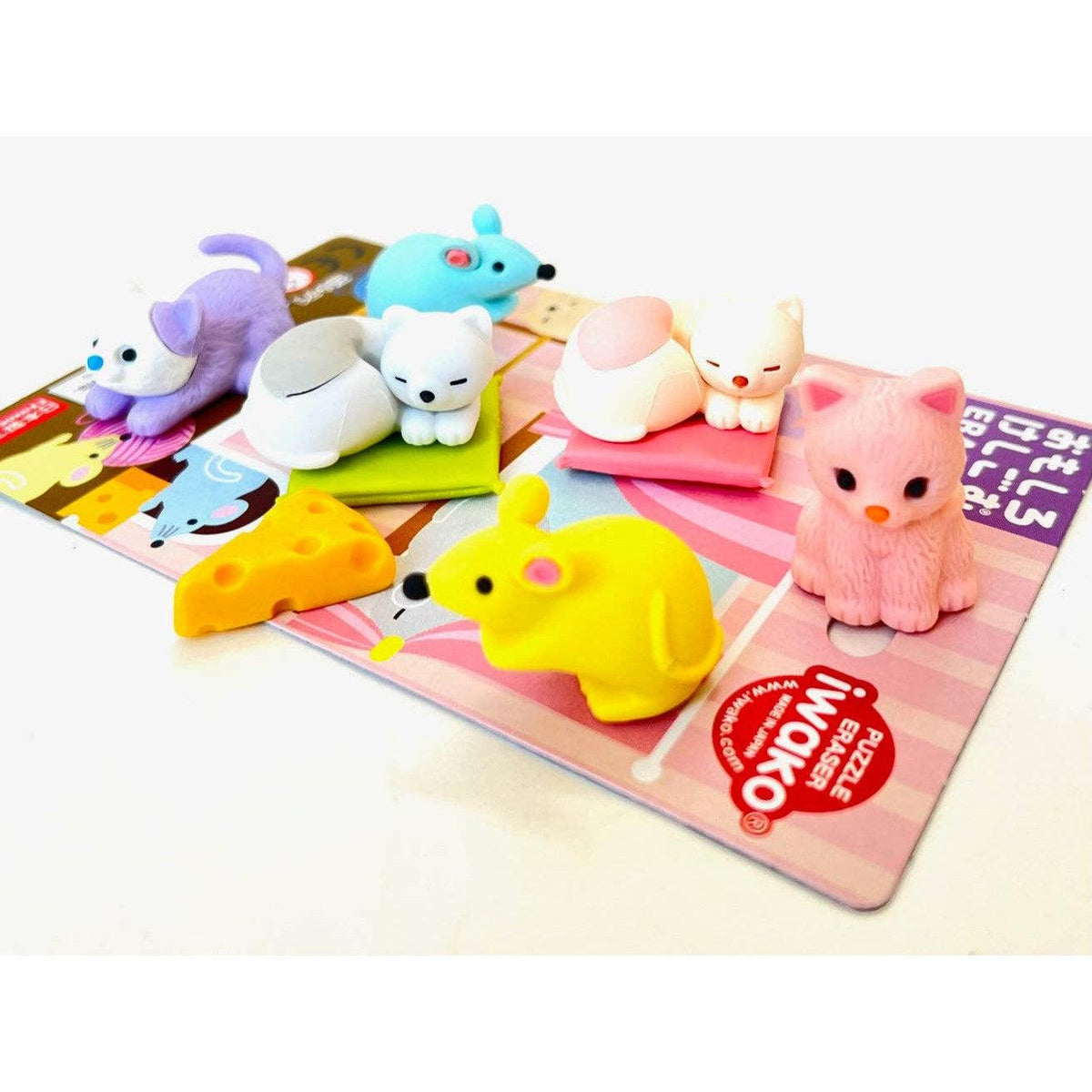 Iwako Cat &amp; Mouse Eraser Card-BCmini-Yellow Springs Toy Company