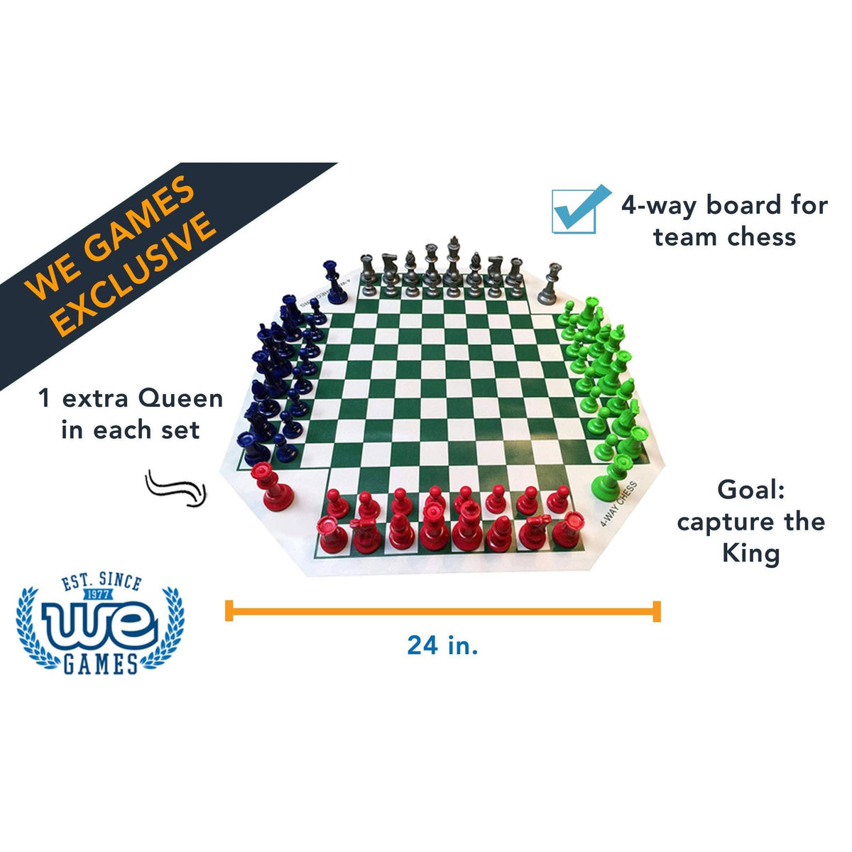 4-Way Chess Set, 3.75 in. King-Games-Wood Expressions-Yellow Springs Toy Company