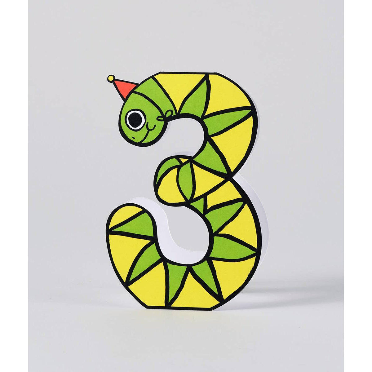 &#39;Snake 3rd Birthday&#39; Kid&#39;s Birthday Number Card-Stationery-Wrap-Yellow Springs Toy Company