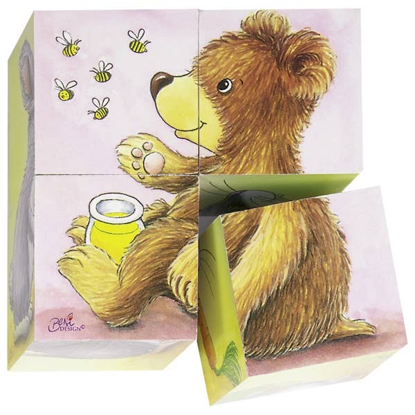 Cube puzzle - Baby animals-Goki America-Yellow Springs Toy Company