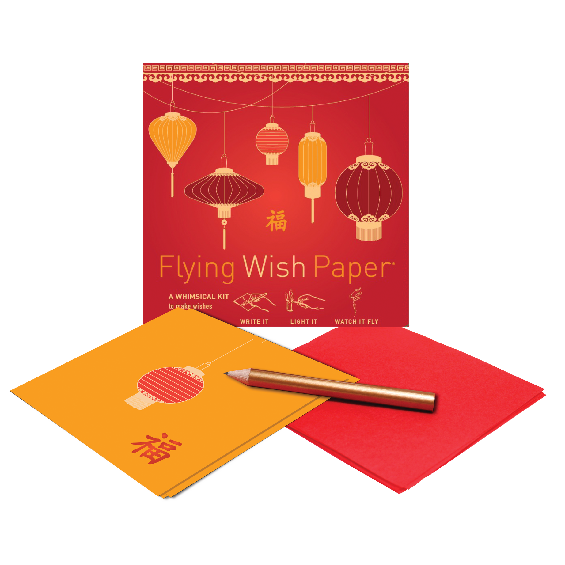 GOOD FORTUNE / Mini kit with 15 Wishes + accessories-FLYING WISH PAPER-Yellow Springs Toy Company