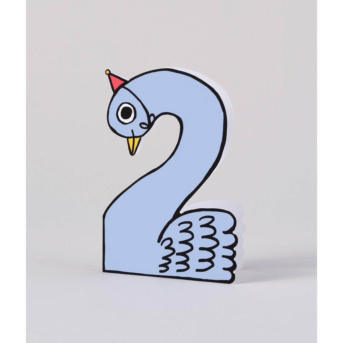 'Swan 2nd Birthday' Kid's Birthday Number Card-Stationery-Wrap-Yellow Springs Toy Company