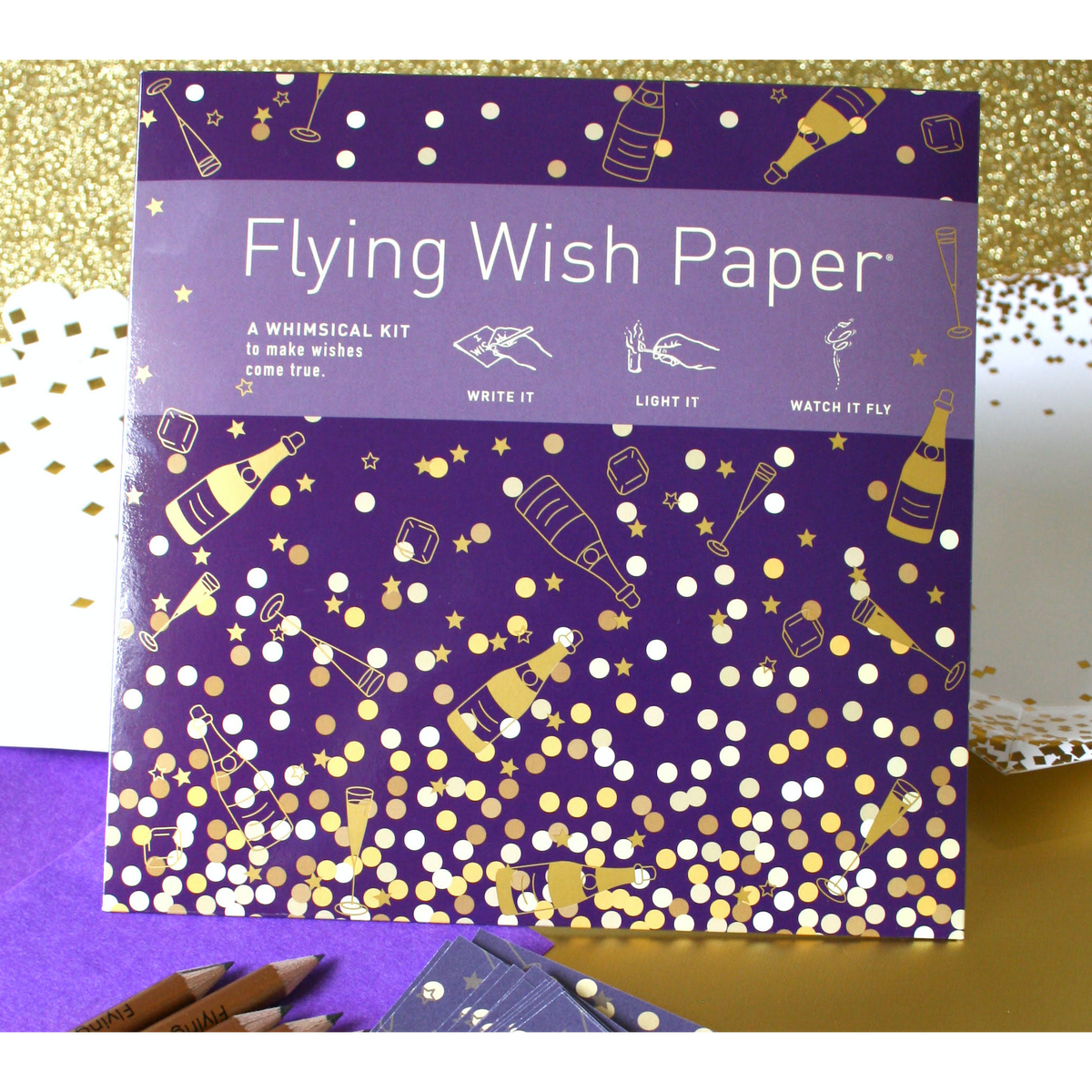 CHAMPAGNE / Large kit w 50 Wishes + access.-FLYING WISH PAPER-Yellow Springs Toy Company