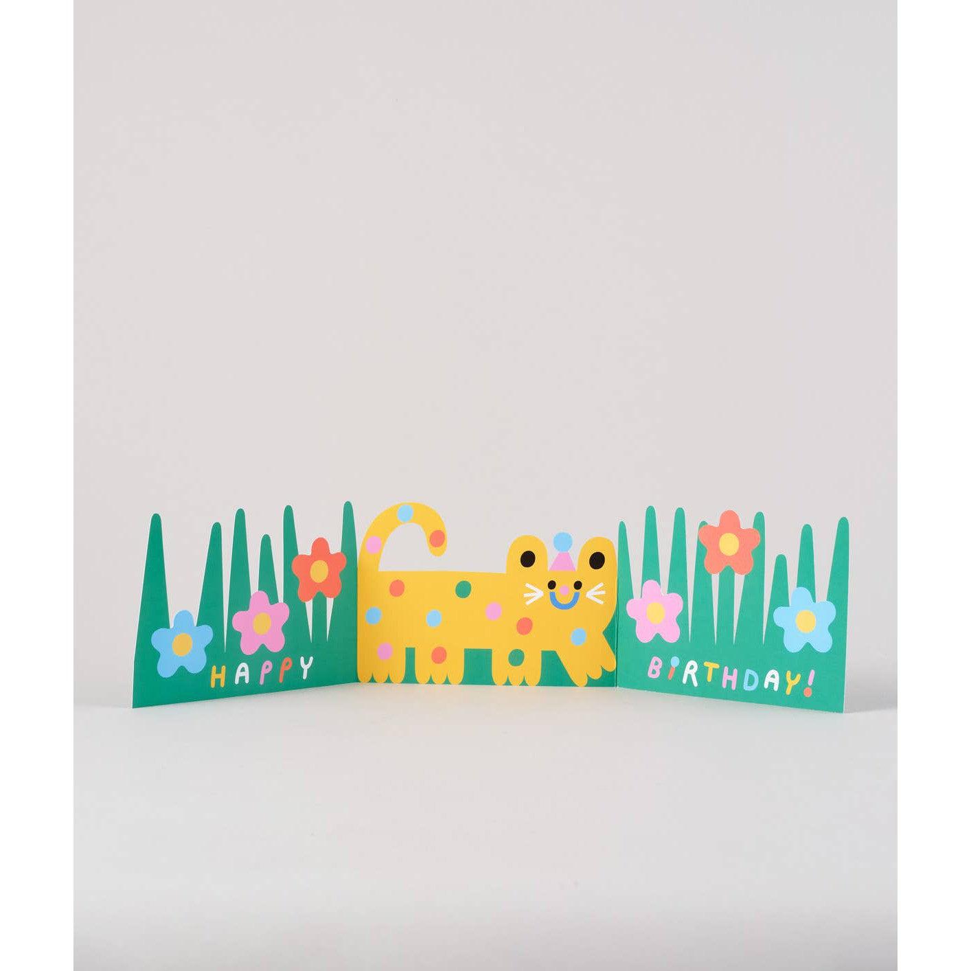 'Cat' Fold Out Kid's Birthday Card-Stationery-Wrap-Yellow Springs Toy Company