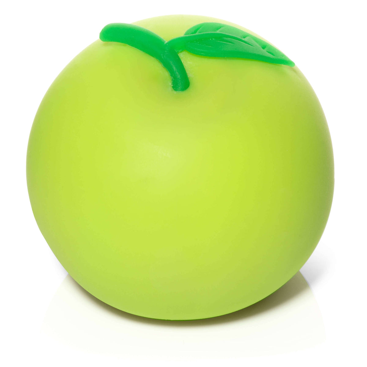 green apple stress toy close up on white background