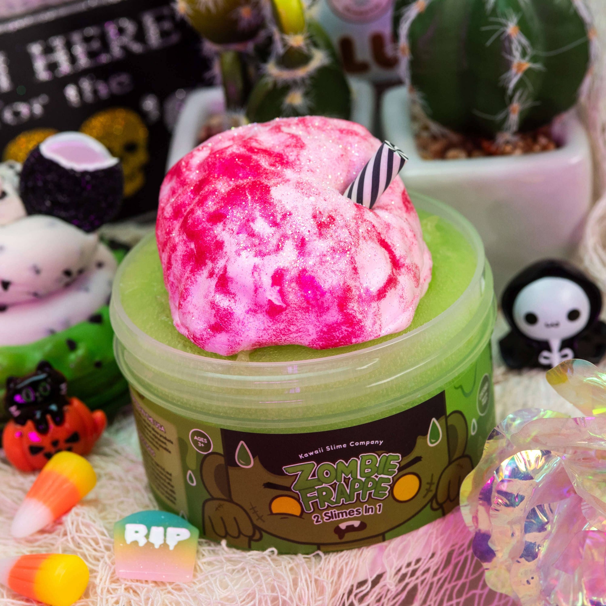 Front view of Zombie Frappe 2 Slimes in 1 in its container.