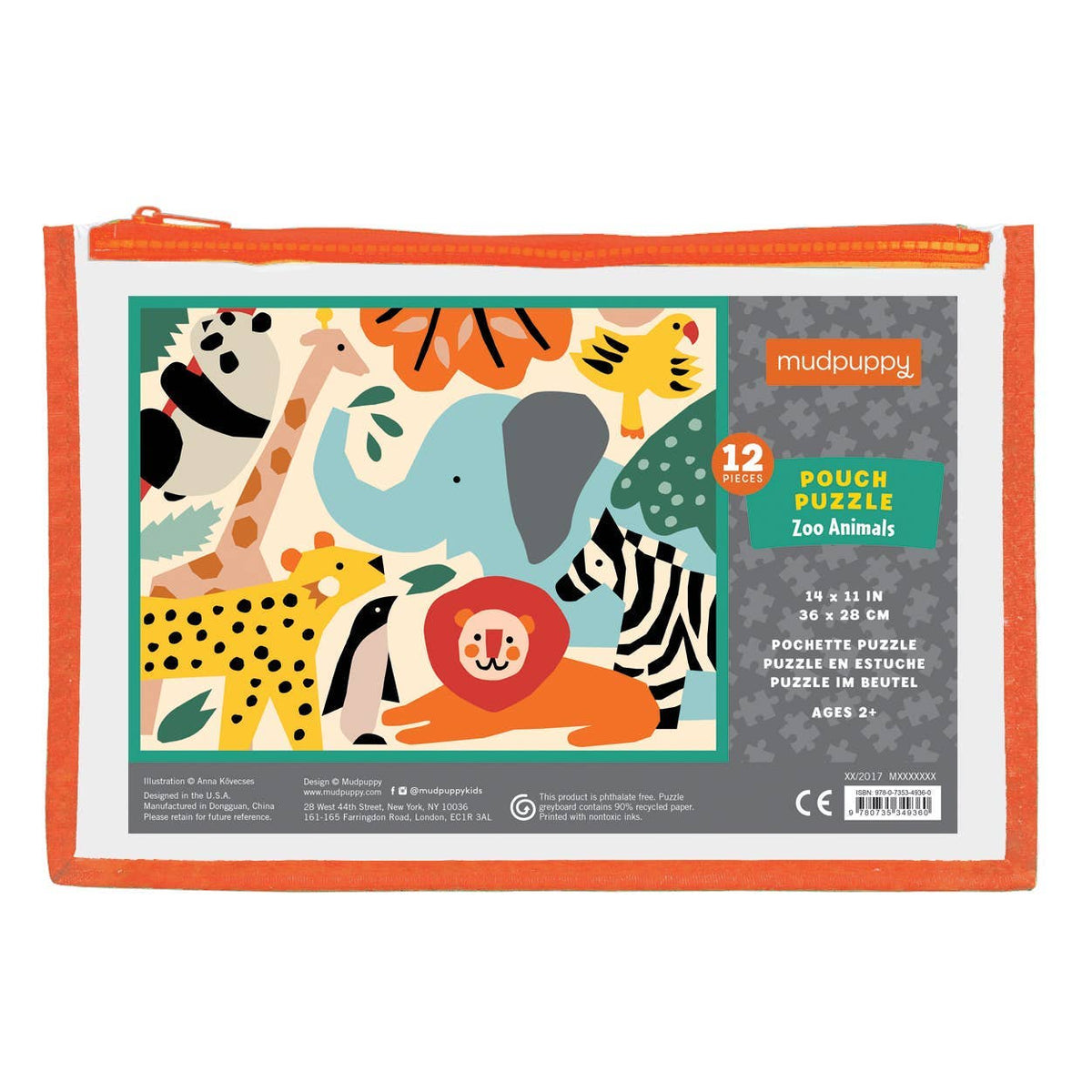 Front view of the Zoo Animals Pouch.