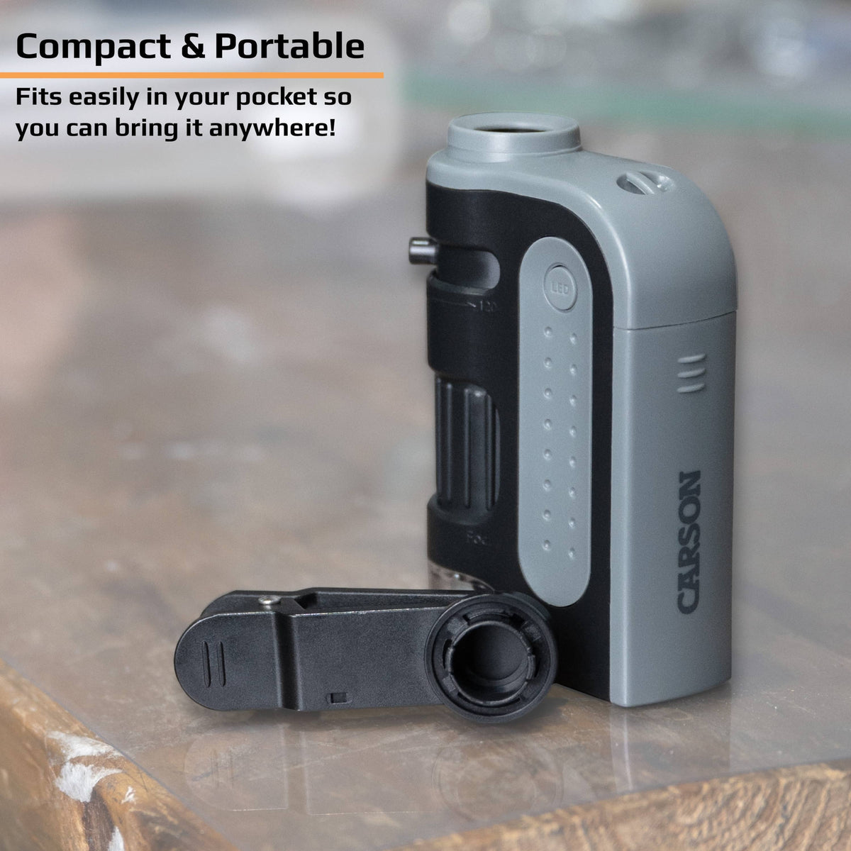 Pocket Microscope & Smartphone Adapter Clip, for Digiscoping-Carson-Yellow Springs Toy Company