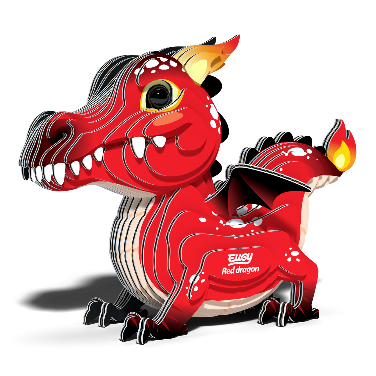 Side view of a completed Red Dragon puzzle. 