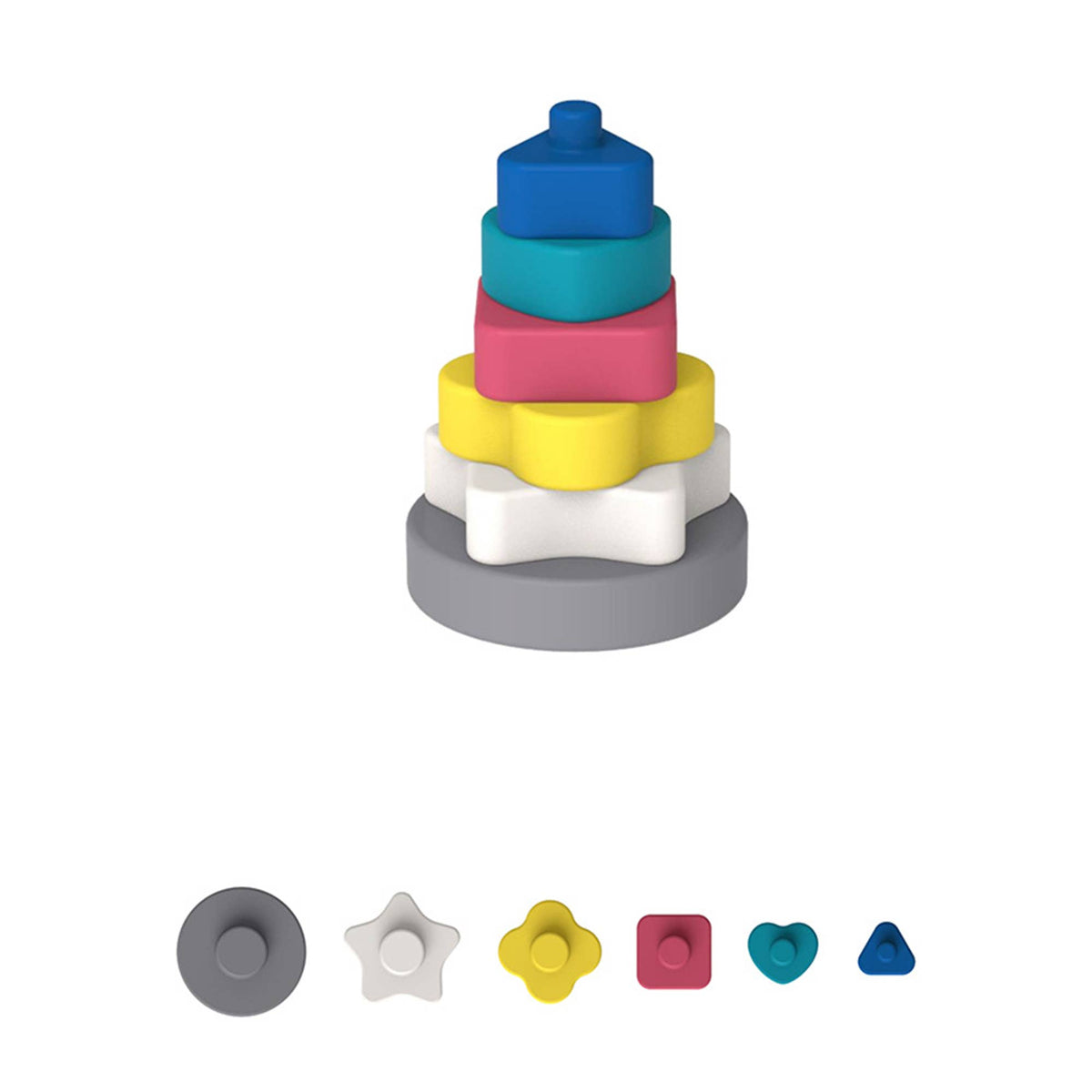 Silicone Baby Stacking Toy: Geometric Shapes-Hands Craft-Yellow Springs Toy Company