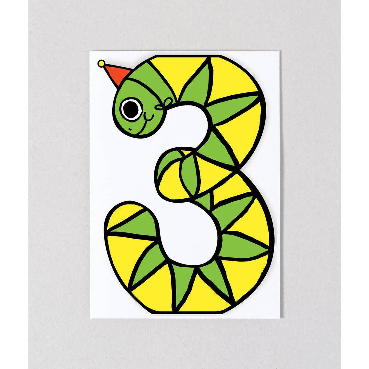 &#39;Snake 3rd Birthday&#39; Kid&#39;s Birthday Number Card-Stationery-Wrap-Yellow Springs Toy Company