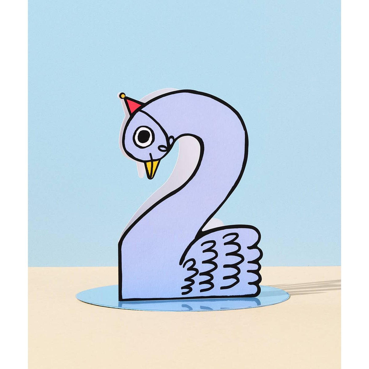 &#39;Swan 2nd Birthday&#39; Kid&#39;s Birthday Number Card-Stationery-Wrap-Yellow Springs Toy Company