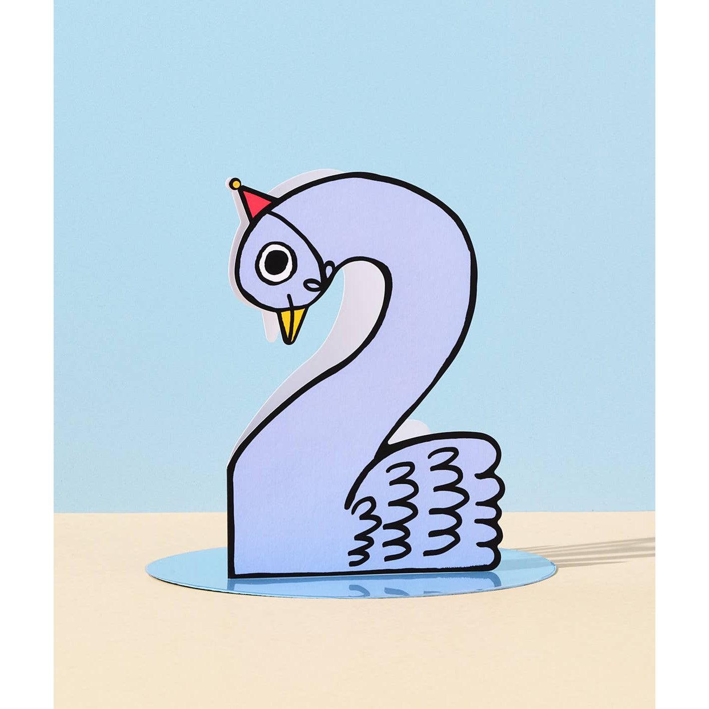 'Swan 2nd Birthday' Kid's Birthday Number Card-Stationery-Wrap-Yellow Springs Toy Company