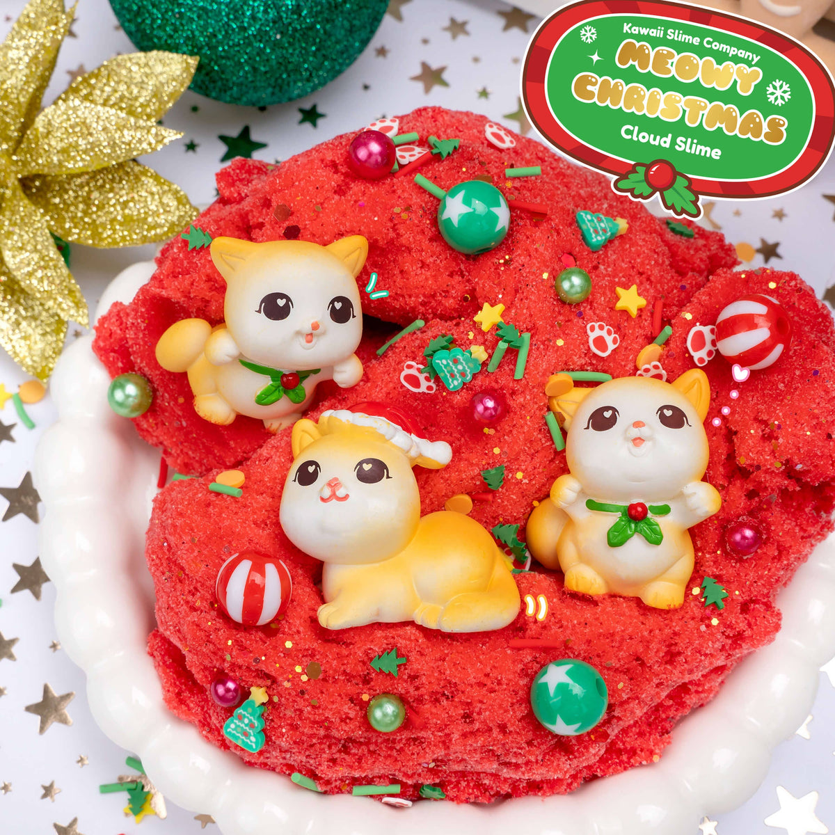 Meowy Christmas Cloud Slime (4pcs/case)-Kawaii Slime Company-Yellow Springs Toy Company