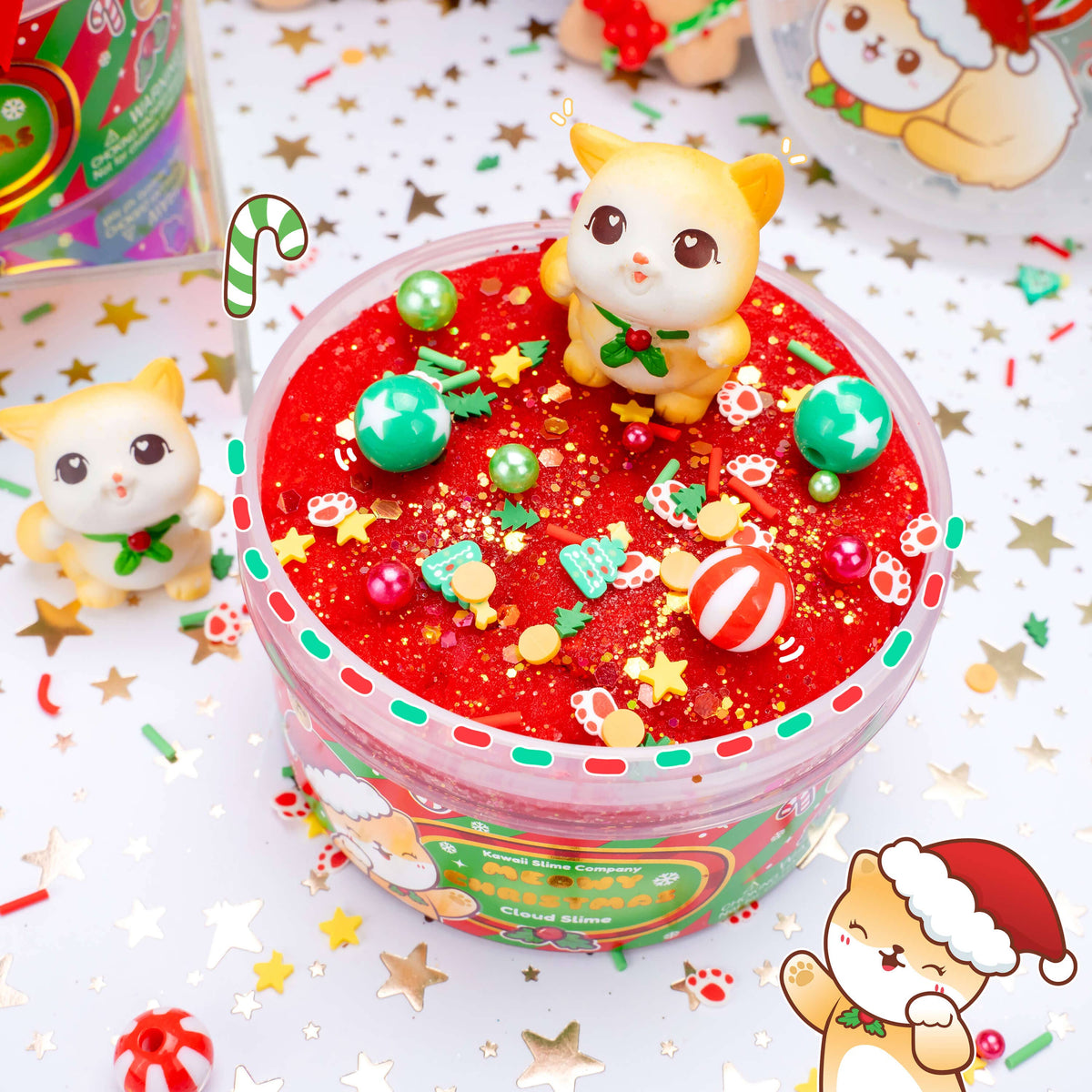 Meowy Christmas Cloud Slime (4pcs/case)-Kawaii Slime Company-Yellow Springs Toy Company