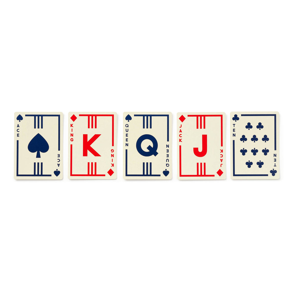 Front view of the playing cards from Raise the Stakes Poker set against a white background.