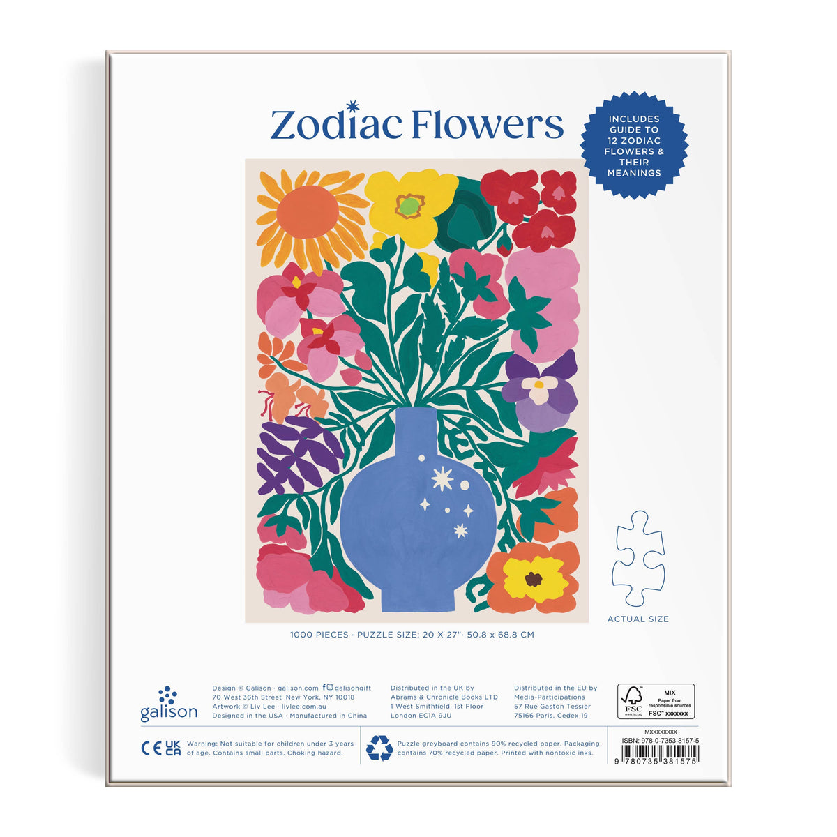 Zodiac Flowers 1000 Piece Puzzle-Chronicle Books-Yellow Springs Toy Company