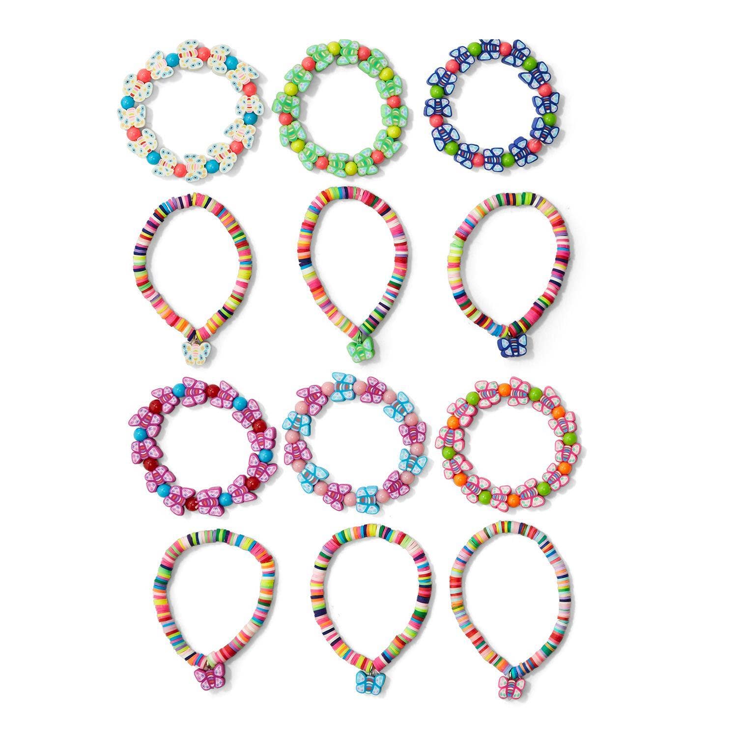 P65 72 Pc Butterfly Stretch Bracelet with Countertop Display-Cupcakes & Cartwheels by Two's Company-Yellow Springs Toy Company