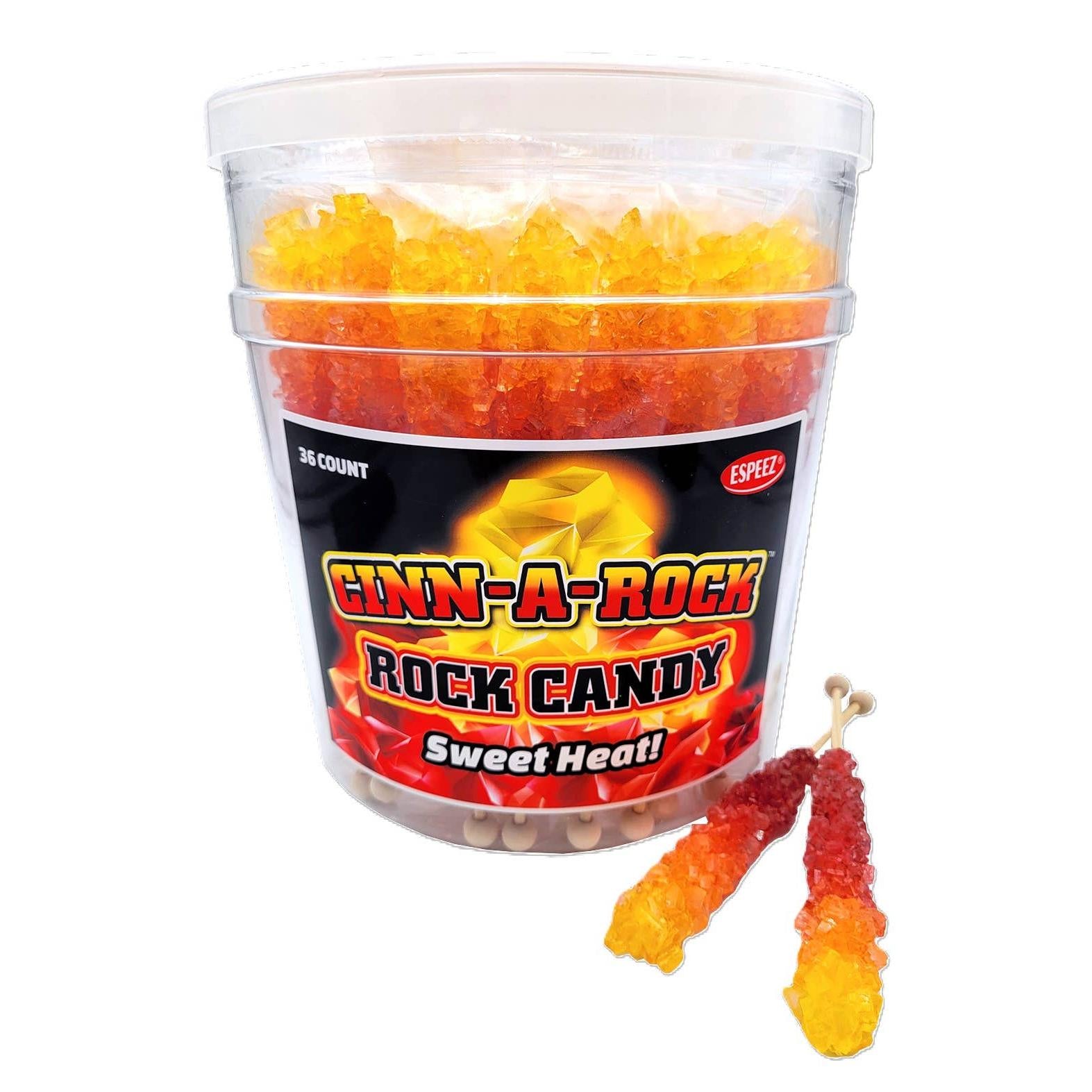 Cinn-a-rock Sweet Heat Rock Candy Sticks, 36ct Tub-Grandpa Joe's Candy Shop-Yellow Springs Toy Company