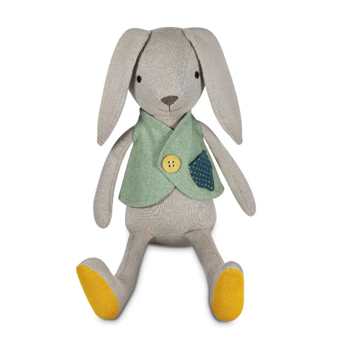 Front view of Knit Bunny Plush-Luca sitting.
