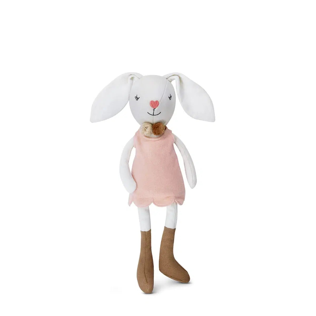 Front view of Knit Bunny Plush-Charlotte sitting.