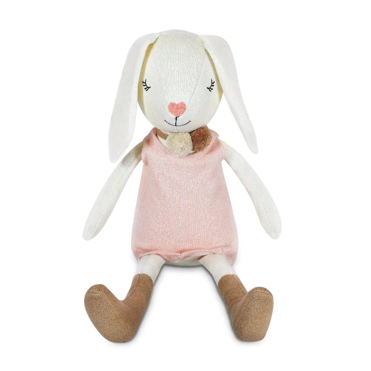 Front view of Knit Bunny Plush-Charlotte sitting.