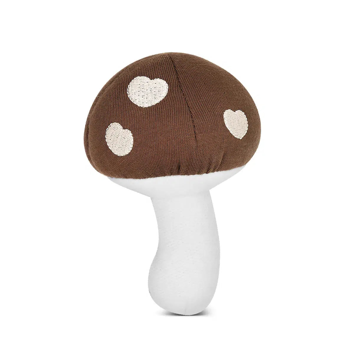 Front view of Mushroom Rattle-Caramel.