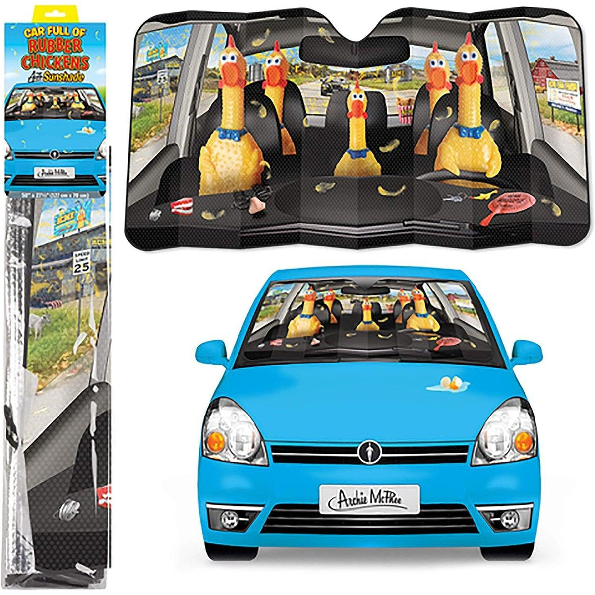Auto Sun Shade - Car Full Of Rubber Chickens-Novelty-Yellow Springs Toy Company