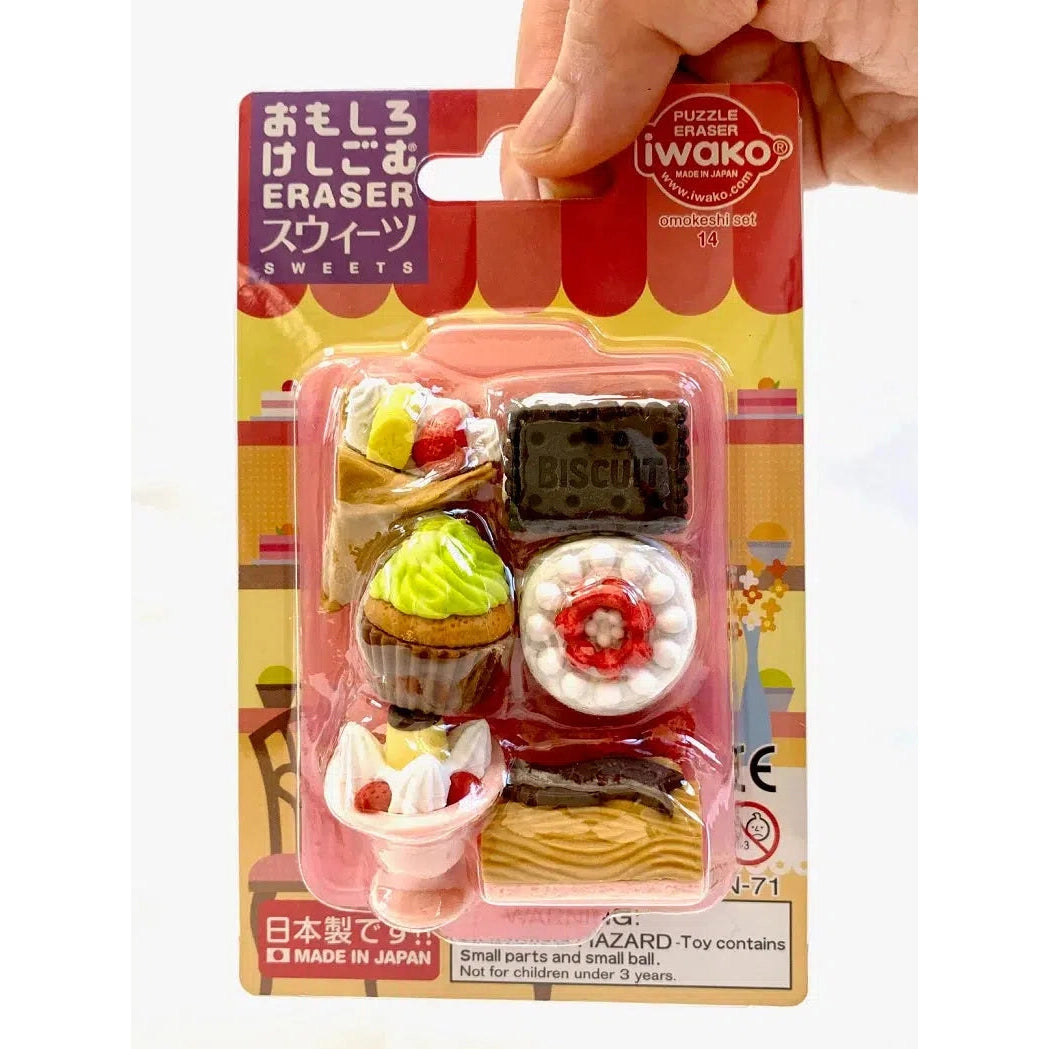 Front view of the Puzzle Eraser Card Set-Dessert in its packaging.