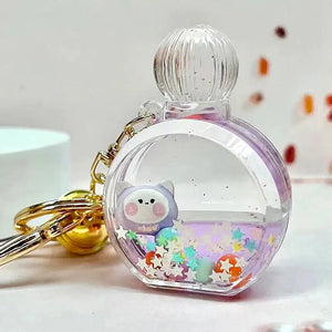 Front view of the purple Key Charm-Kitty Perfume Bottle Floaty.