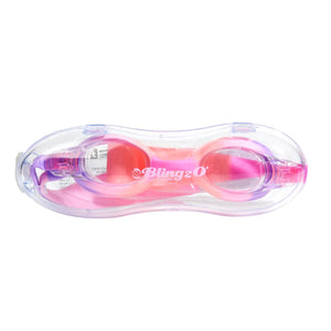 Front view ofGirl Itsy-Toddler Swim Goggle-Butternut Berry in their protective case.
