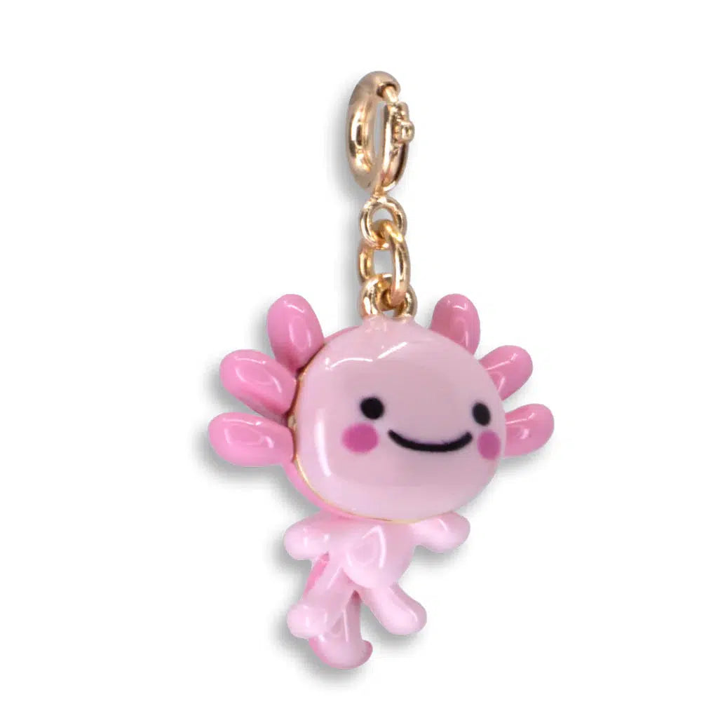 Front view with head slightly turned Charm It-Gold Swivel Axolotl Charm with clasp.