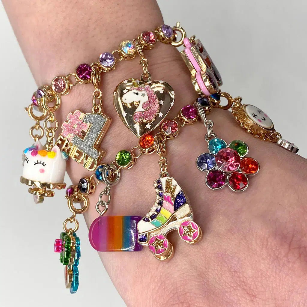 Charm It - Gold Pink Multi Rhinestone Bracelet-Jewelry &amp; Accessories-Charm It!-Yellow Springs Toy Company