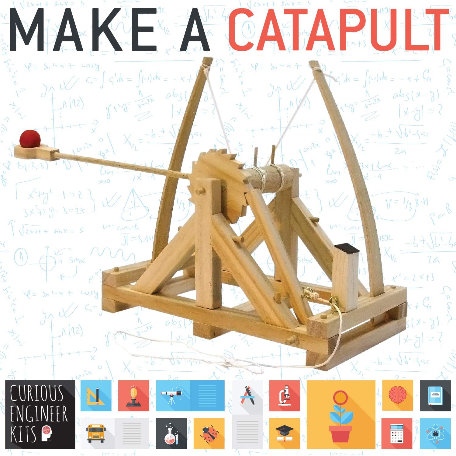 Front view of Make A Catapult in its box.