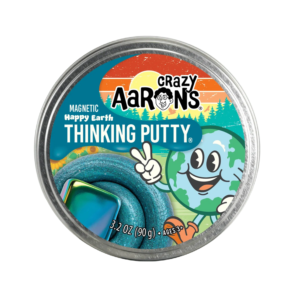 Crazy Aaron&#39;s Putty - Magnetic Thinking Putty - Happy Earth - 4 inch Tin-Novelty-Yellow Springs Toy Company