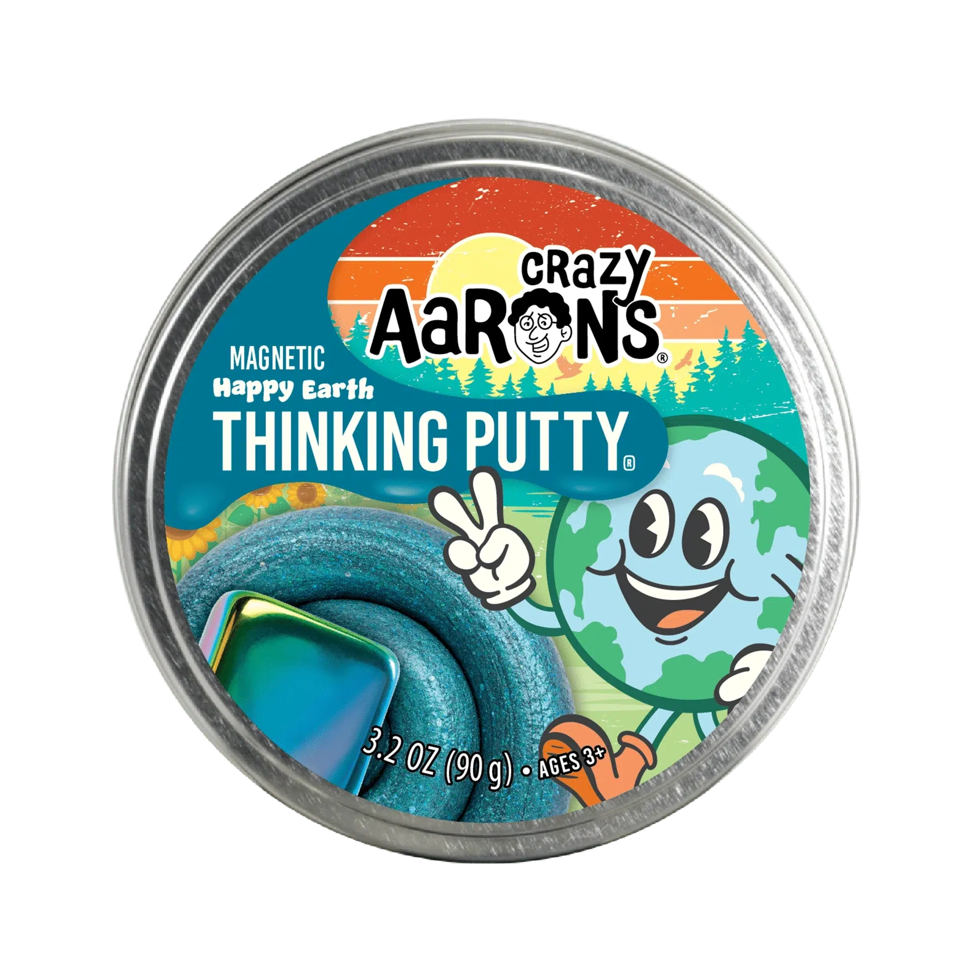 Crazy Aaron's Putty - Magnetic Thinking Putty - Happy Earth - 4 inch Tin-Novelty-Yellow Springs Toy Company