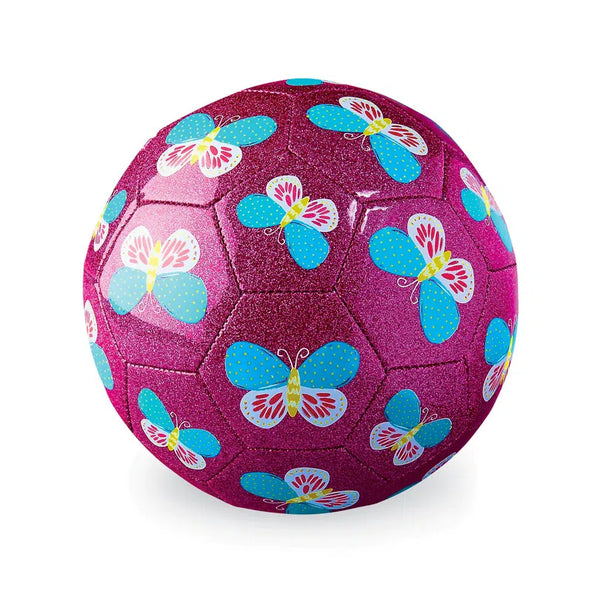 Front view of the size 2 Glitter Butterfly Soccer Ball.