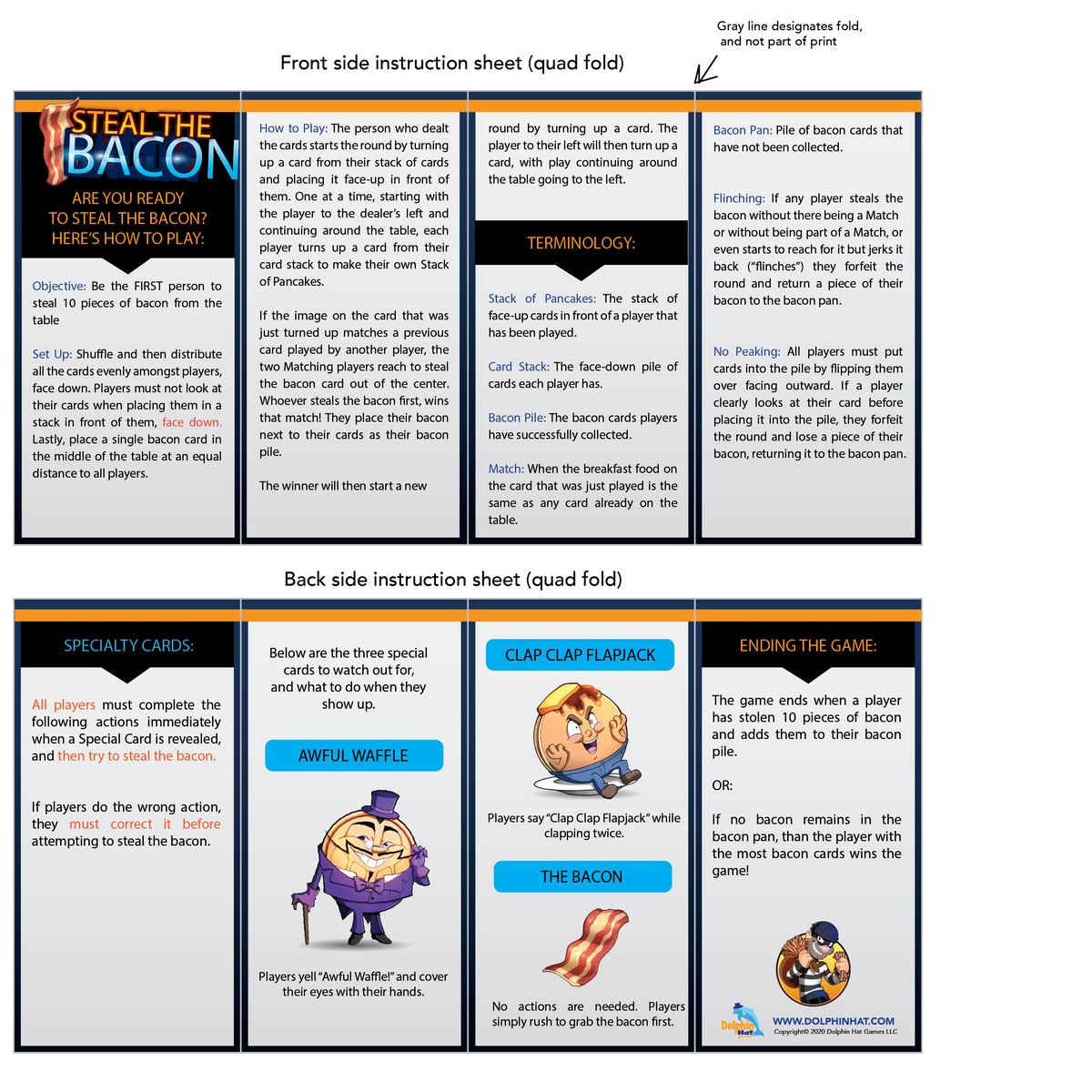 Front view of cards from Steal The Bacon-Game.