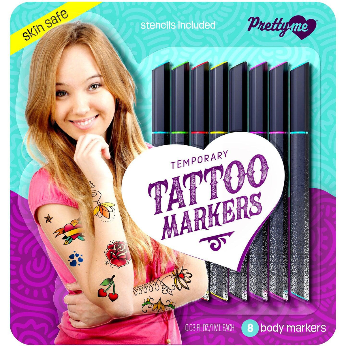 Temporary Tattoo Body Markers - 8 Skin Tattoo Pens-Costume &amp; Dress-Up-Dan&amp;Darci-Yellow Springs Toy Company